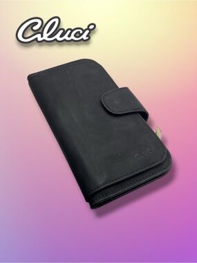 CLUCI Black Vegan Leather Trifold Continental Wallet | Card Organizer Black